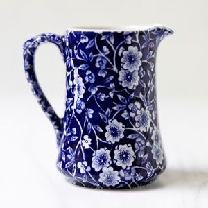 Royal Crownford Blue Calico Creamer Staffordshire England 3.5 inches tall